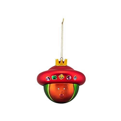 Alessi Baldassarre  Pallina di Design per Albero di Natale del Magio Baldassarre in Vetro Soffiato Decorato a Mano, Rosso