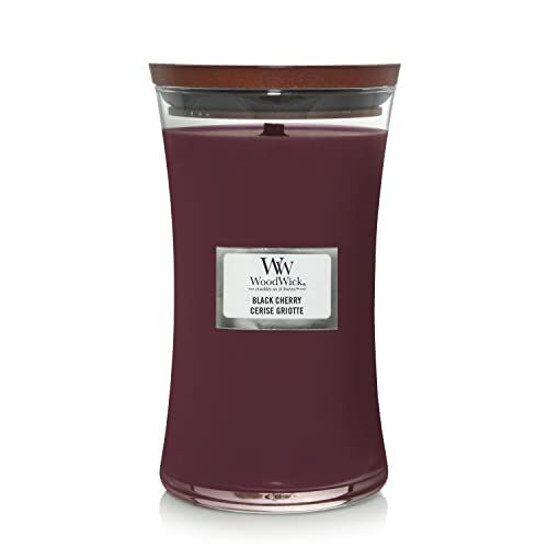 Woodwick candela grande profumata con stoppino scoppiettante   Amarena (Black Cherry)   Durata Fino a 130 Ore