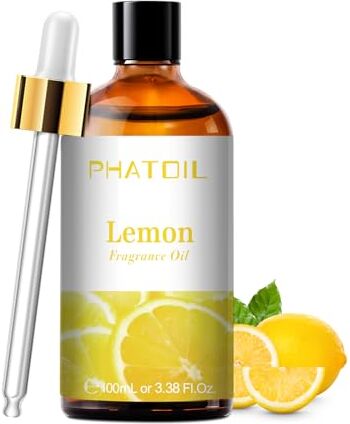 PHATOIL Oli Essenziali Limone 100 ml, Oli Essenziali Profumati per Diffusori, Olio Essenziale di Limone per Diffusore Aromaterapia, Umidificatore, Candele Fai da De