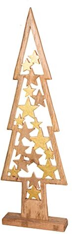 Gilde Decorazione natalizia in legno con stelle – XXL decorazione natalizia in legno con stelle – Colore: marrone oro – accessori inverno e avvento – altezza 108 cm