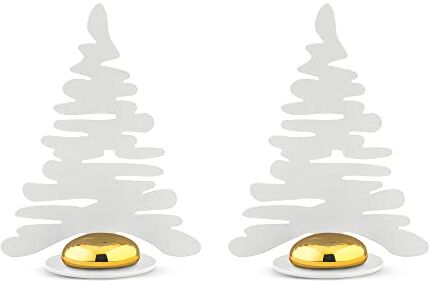 Alessi Set di Due Segnaposto a Forma di Albero di Natale, Bianco, Standard