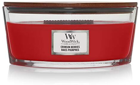 Woodwick Ellipse Candela Profumata Con Stoppino Scoppiettante, Bacche Cremisi, Fino A 50 Ore, Rosso