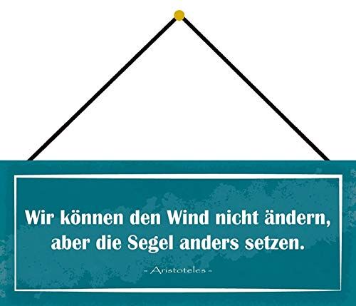 Schatzmix , scritta in lingua tedesca "Wir kann den Wind nicht Modifen" (Wir kann den Wind nicht Modifen) Decorazione da parete 27 x 10 cm con cordoncino, targa in metallo, multicolore