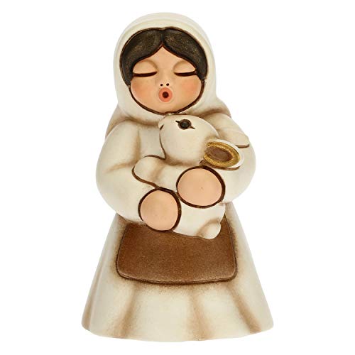 THUN Statuina Presepe Donna con Coniglio Decorazioni Natale Casa Linea Presepe Classico, Variante Bianca Ceramica 5 x 5 x 8 h cm
