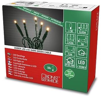 Konstsmide Micro catena di luci per interni, alimentata a rete, numero di lampadine 50 LED, ambra Bel