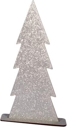 Ciao Albero Natale in Legno Glitterato 2D (30cm) sagoma Decorazione, Argento