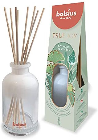 Bolsius True Joy Diffusore di Aromi con 8 Bastoncini Fragranza Botanic Freshness con Estratti Naturali Durata: fino a 10 Settimane Profumatori per Ambiente Non Contiene Alcol 80 ml