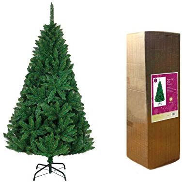 SHATCHI Pino imperiale cespuglioso artificiale Deluxe albero di Natale ramo incernierato punte a matita con supporto in metallo decorazioni natalizie per la casa, PVC, verde, 120 cm