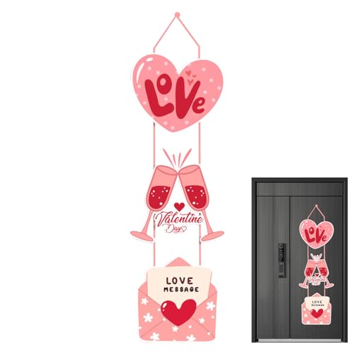 Rurunklee Decorazione per San Valentino, targa per porta di San Valentino, 3 targhette da appendere a forma di cuore, in scatola di cartone per San Valentino o decorazione da parete