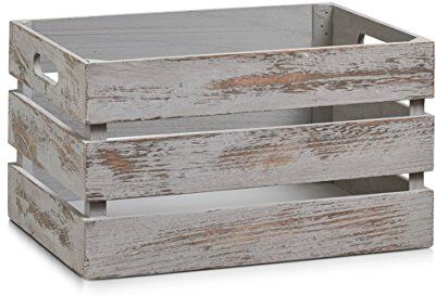 Zeller Cesto Contenitore "Vintage Grau", Legno, Grigio, 35x25x20 cm