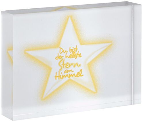 Little Helper Blocco decorativo in vetro lucido, 7,4 x 10,5 cm, colore: Giallo