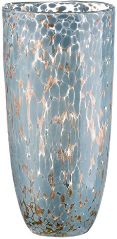 ART Vaso decorativo in vetro – decorazione soggiorno – regalo per donne Natale compleanno – in vetro colorato – Colore: blu chiaro – altezza 36 cm