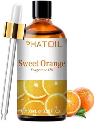 PHATOIL Oli Essenziali Arancia Dolce 100 ml, Oli Essenziali Profumati per Diffusori, Olio Essenziale di Arancia Dolce per Diffusore Aromaterapia, Umidificatore, Candele Fai da De