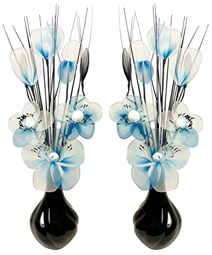 Creative Flourish 813 Mini Articial Vaso da fiori, colore: verde, 32 cm, 1 paio, Vetro, blu, 10x10x32 cm
