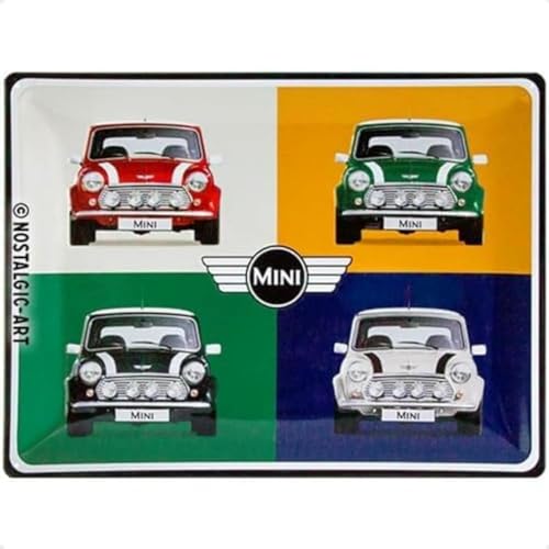 Targa Vintage Mini – 4 Cars Pop Art – Idea Regalo per Amanti di Auto, in Metallo, Design Retro per Decorazione, 30 x 40 cm