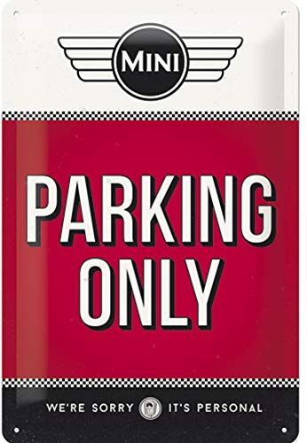 ART Targa Vintage Mini – Parking Only Red – Idea Regalo per Amanti di Auto, in Metallo, Design Retro per Decorazione, 20 x 30 cm