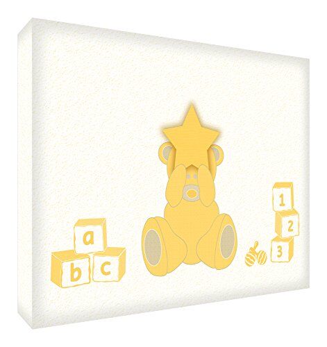 ART Orso di orsacchiotto carino regalo di nascita decorativo in acrilico/trasparente, giallo 21 x 14,5 x 2 cm