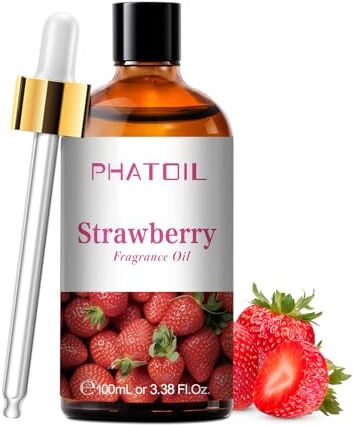 PHATOIL Oli Essenziali Fragola 100 ml, Oli Essenziali Profumati per Diffusori, Olio Essenziale di Fragola per Diffusore Aromaterapia, Umidificatore, Candele Fai da De