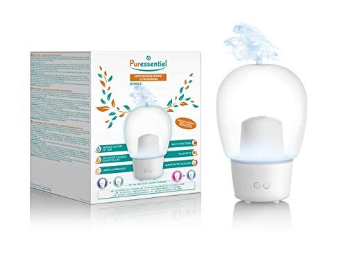 Puressentiel Diffusore a Ultrasuoni Bubble Per Oli Essenziali Con luce colorata d'atmosfera Umidificatore d'aria Pratico e silenzioso Design moderno