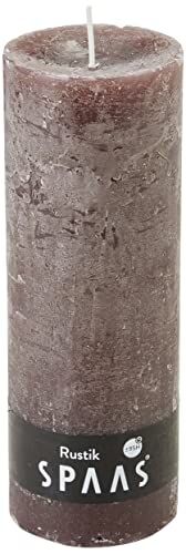 Spaas Candela cilindrica Rustica inodore, in Cera di paraffina, Colore Marrone Caldo, 68 x 190 mm