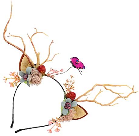 FRCOLOR Farfalla Cervo Accessori Di Natale Bacca Batterfly Cosplay Antles Festival Antlers Fotografia Accessorio Ragazza Decorativa Decorazione Bianca Gatto Partito Renne E