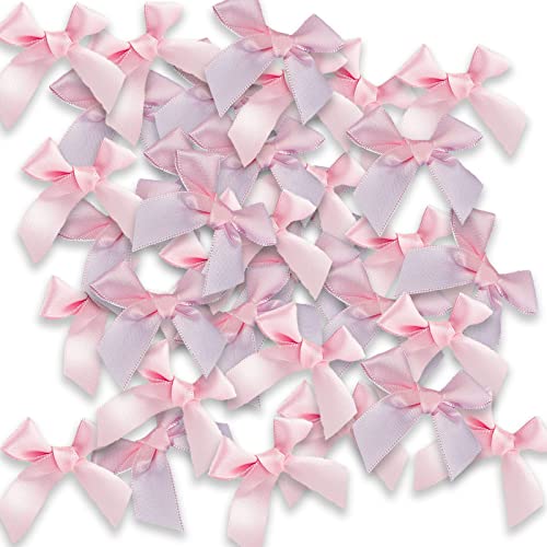 JKDHJK 48 Pezzi 5 cm / 1.97 "Nastro a Ventaglio Mini Fiocco Decorazione Fai da te per San Valentino Confezione Regalo Matrimonio Auto Nastri Biglietti di Natale (Rosa)