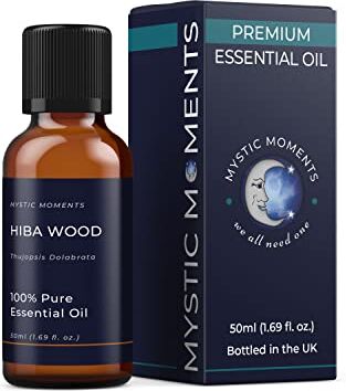 Mystic Moments Olio essenziale in legno Hiba 50 ml olio puro e naturale per diffusori, aromaterapia e massaggio miscele senza OGM vegano