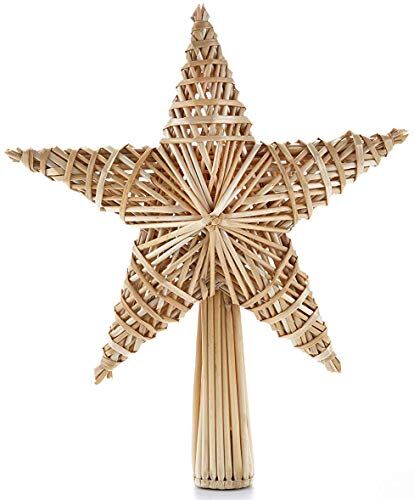 HEITMANN DECO Natale Cime per Alberi di Natale in Paglia Naturale 25 cm Stella di Paglia Decorazione dell'albero di Natale in Materiale Naturale