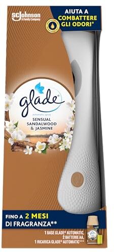 glade Automatic Spray, Profumatore per Ambienti Base con Ricarica, Fragranza Sandalo di Bali e Gelsomino, Confezione da 1 Diffusore e 1 Ricarica 269 ml