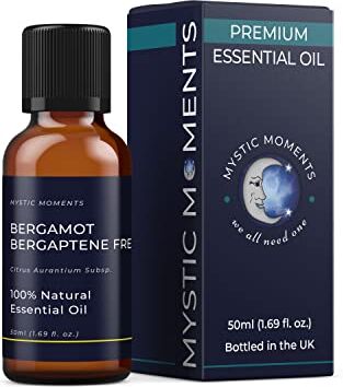 Mystic Moments Olio essenziale senza bergaptene bergamotto 50 ml olio naturale per diffusori, aromaterapia e miscele di massaggio senza OGM vegano