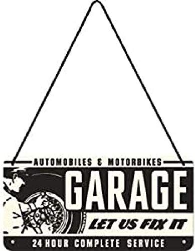 ART Targa da Appendere Best Garage – Idea Regalo per Amanti di Moto, in Metallo, Decorazione con Design Vintage, 10 x 20 cm