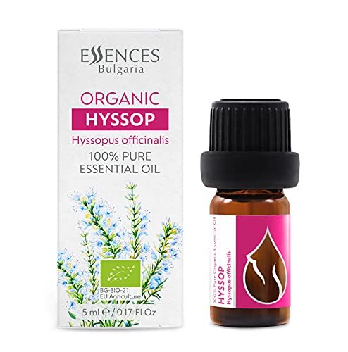 Essences Bulgaria Olio Essenziale di Issopo Biologico 5ml Hyssopus officinalis   100% Puro e Naturale   Non Diluito   Grado Terapeutico   Fattoria a Conduzione Familiare   Distillato a Vapore   Vegano