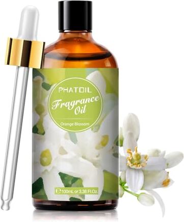 PHATOIL Oli Essenziali Fiori d'Arancio 100 ml, Oli Essenziali Profumati per Diffusori, Olio Essenziale di Fiori d'Arancio per Diffusore Aromaterapia, Umidificatore, Candele Fai da De