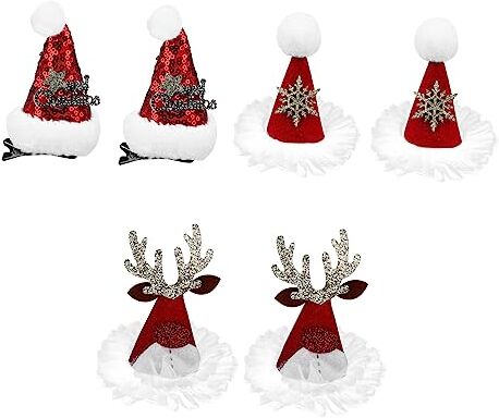 FRCOLOR 6 Pezzi Forcina Per Cappello Di Babbo Natale Rossa Decorazioni Per Presepe Tornante Natalizio Forcine Per Le Vacanze Ornamentale Banchetto Lega Festivo