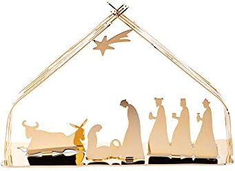 Alessi Bark Crib Presepe, Acciaio Inossidabile 18/10, Dorato, Oro, 11 x 24 x 16