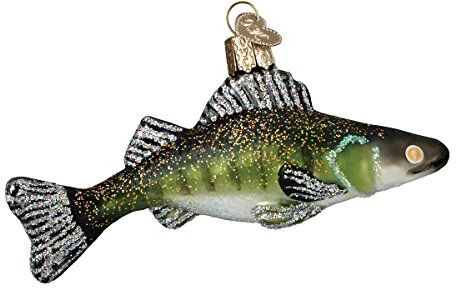 Old World Christmas Collezione Pesce Vetro Soffiato Ornamenti per Albero di Natale Walleye, Blu