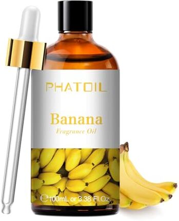 PHATOIL Oli Essenziali Banana 100 ml, Oli Essenziali Profumati per Diffusori, Olio Essenziale di Banana per Diffusore Aromaterapia, Umidificatore, Candele Fai da De