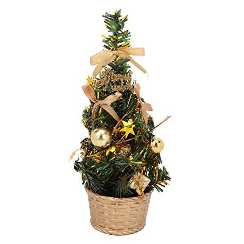 Generic Mini Albero di Natale da Tavolo, Albero di Natale Artificiale Realistico con Base Robusta, Decorazioni per Alberi Sospesi, Puntale per Albero di Stelle per Decorazioni Natalizie