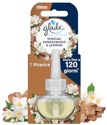 glade liquido elettrico Profumatore per Ambienti con Olii Essenziali, Fragranza Gelsomino e Sandalo di Bali, 3 Ricariche