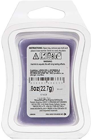 Woodwick Mini Wax Melt Lavender Candela, Cera, Viola, 7x2 cm, 22 unità