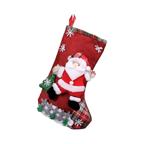 Generic Calze di Natale, calze regalo da appendere al camino, calze da appendere al caminetto, calze da appendere con Babbo Natale, pupazzo di neve, alce e orso, borsa regalo 3D fatta a mano,