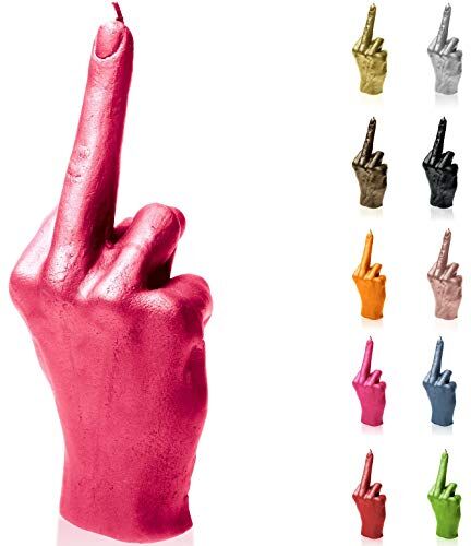 Candellana Candela in Forma di Un Dito Medio   FCK   Altezza: 20 cm   Rosa Scuro   Durata: 30 Ore   Dimensioni di Una Mano Reale   Fatta a Mano nell’UE