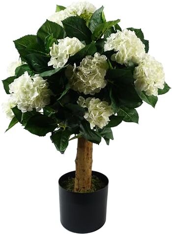 Leaf Design UK Albero di fiori artificiali realistici, 75 cm, ortensia bianca