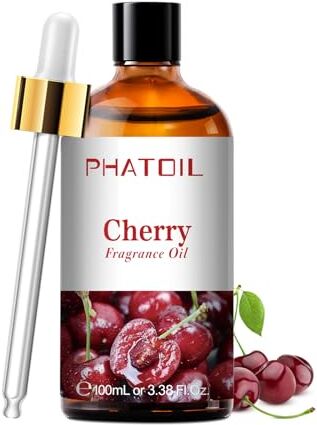 PHATOIL Oli Essenziali Ciliegia 100 ml, Oli Essenziali Profumati per Diffusori, Olio Essenziale di Ciliegia per Diffusore Aromaterapia, Umidificatore, Candele Fai da De