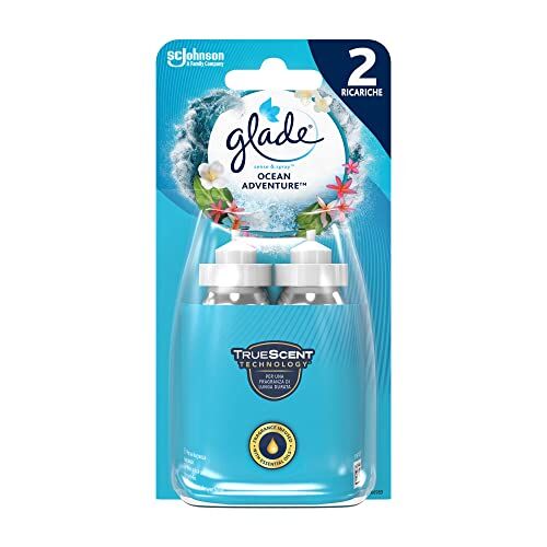 glade Sense & Spray Doppia Ricarica, Profumatore per Ambienti con Olii Essenziali e Sensore di Movimento, Fragranza Ocean Adventure, Confezione da 2 Ricariche x 18 ml