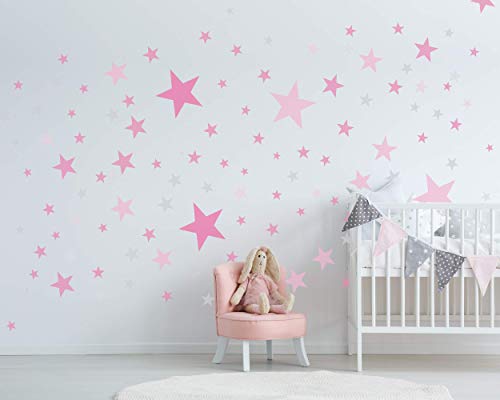 ELES VIDA Adesivo murale 50 stelle per la camera dei bambini set di adesivi murali colori pastello, cielo stellato per bambini da attaccare all'adesivo murale decorazione murale, rosa