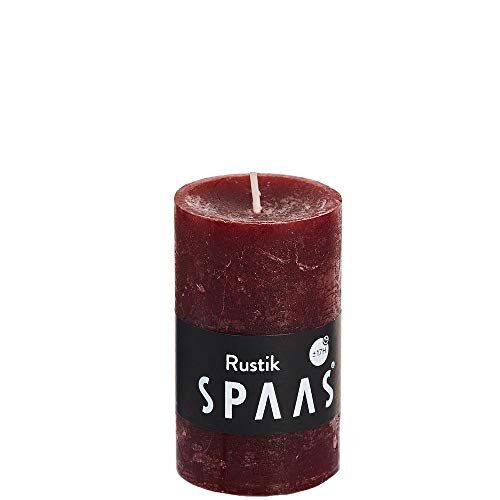 Spaas 12 candele a colonna rustiche, non profumate, 48/80 mm, 17 ore, colore: Rosso vino