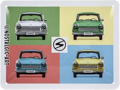 Targhe Vintage TRABANT – Pop Art – Souvenir & Idea Regalo, in Metallo, Design Retro per Decorazione, 15 x 20 cm