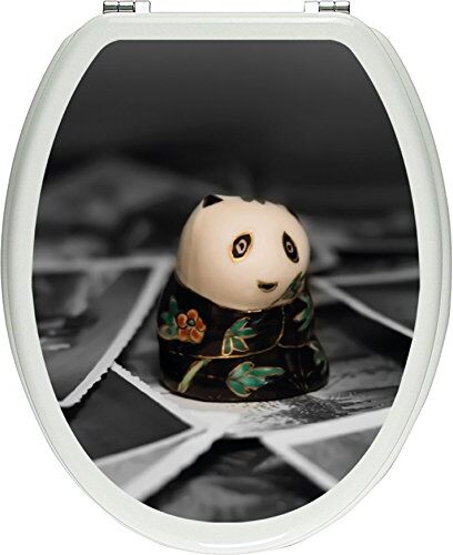 Pixxprint pixxp RINT 3D WCS 4607 _ 32 x 40 Piccole Statuetta Dolce Panda tra fotografie Come Materiale Coperchio Adesivi, WC Coperchio WC, gläzendes, Nero/Bianco, 40 x 32 cm