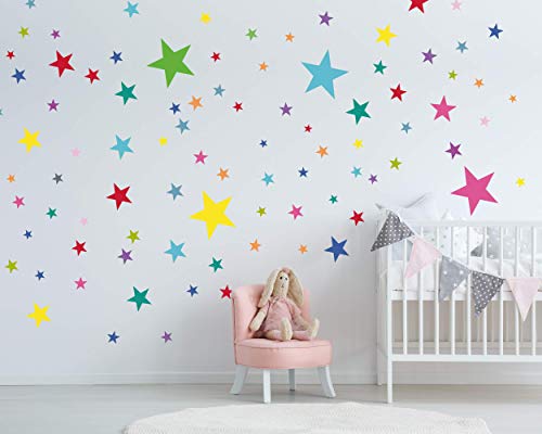 ELES VIDA Adesivo murale 100 stelle per la camera dei bambini set di adesivi murali colori pastello, cielo stellato per bambini da attaccare all'adesivo murale decorazione murale, Colorato